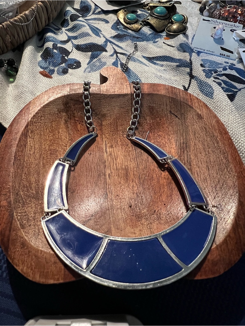 Charming Charlie Blue Enamel Collar Necklace